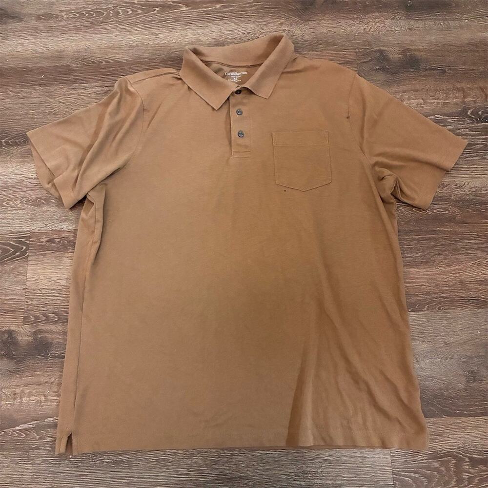 Croft & Barrow Polo Shirt Men's XL Brown Short Sleeve Chest Pocket Golf